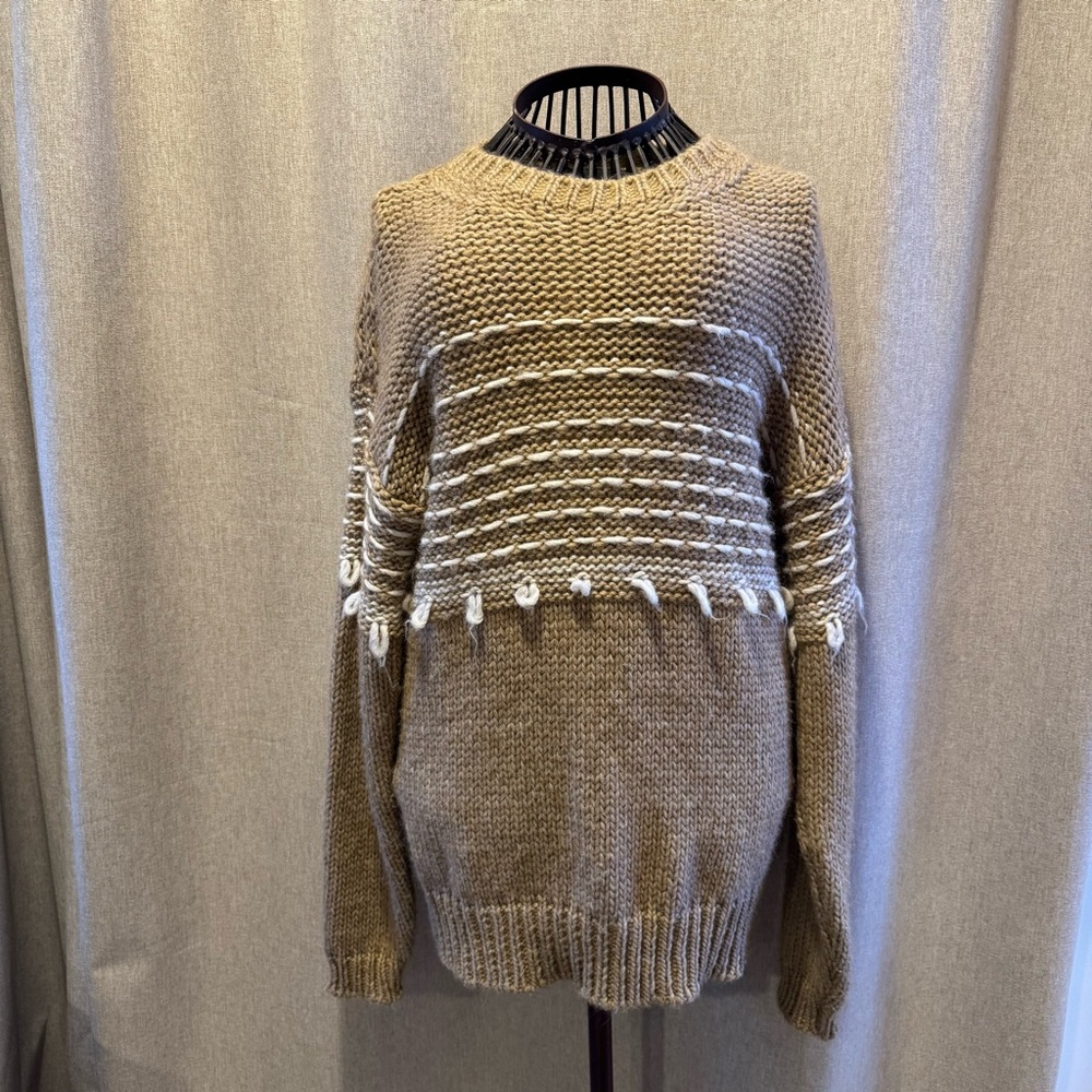 Anthropologie Elsamanda Italian Wool Alpaca Striped Sweater S Oversized Chunky - Picture 2 of 11
